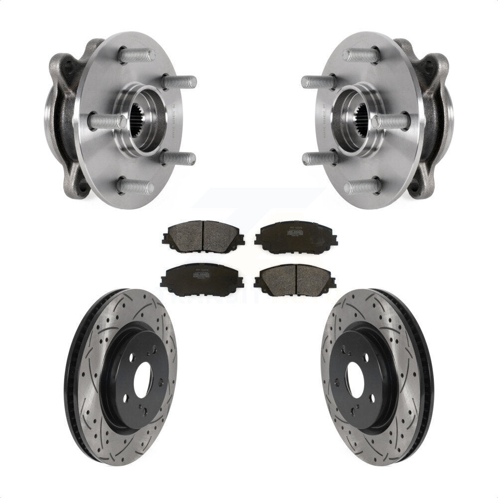 Hub Bearing Drilled Slot Brake Rotor Pads Front Kit For Toyota Camry Lexus ES250