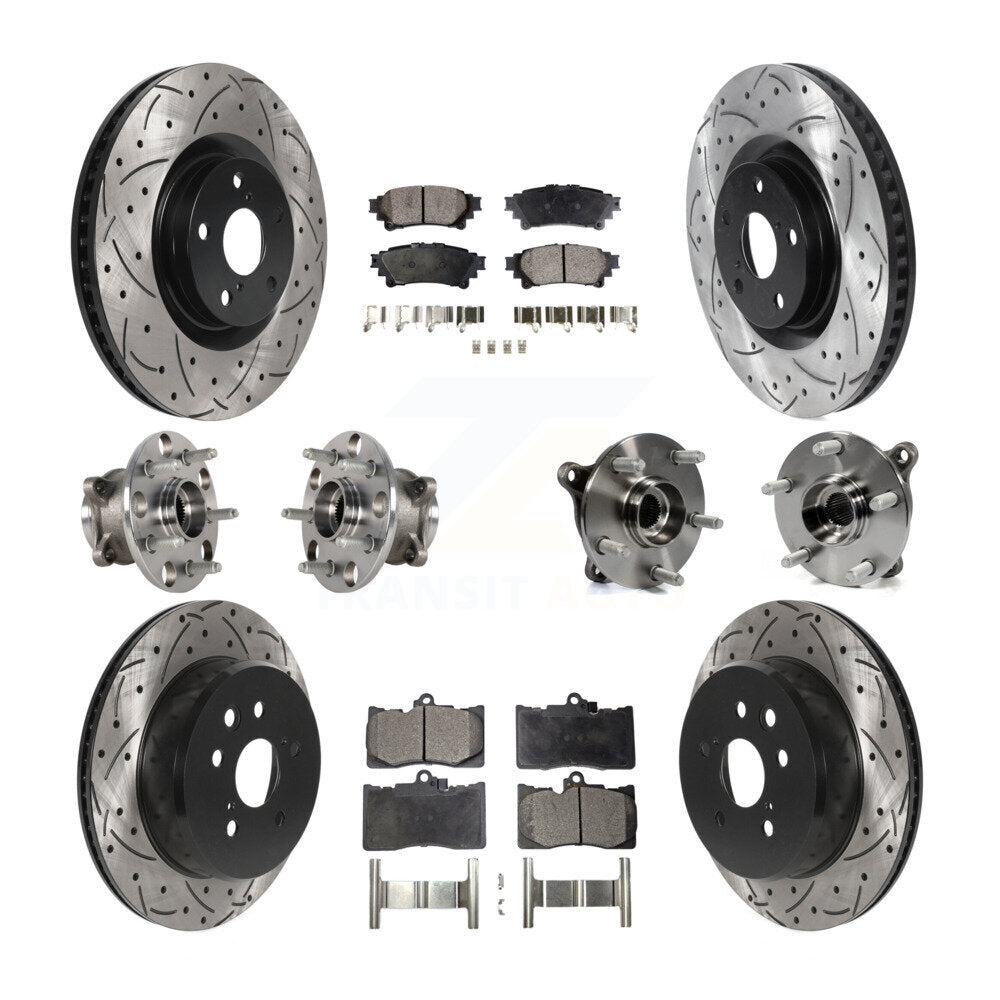 Hub Bearing Coated Brake Rotor & Pad Front Rear Kit (10Pc) For Lexus IS300 IS350