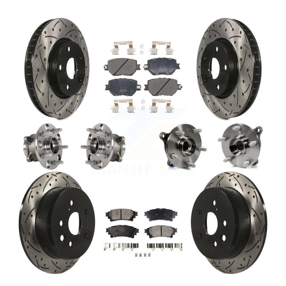 Hub Bearing Coated Disc Brake Rotor & Pads Front Rear Kit (10Pc) For Lexus IS250