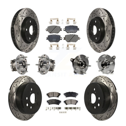 Hub Bearing Coated Disc Brake Rotor & Pads Front Rear Kit (10Pc) For Lexus IS250
