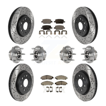 Hub Bearing Coated Brake Rotor Pads Front Rear Kit (10Pc) For Chevrolet Traverse