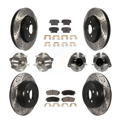 Hub Bearing Coated Disc Brake Rotor Pads Front Rear Kit (10Pc) For Dodge Charger