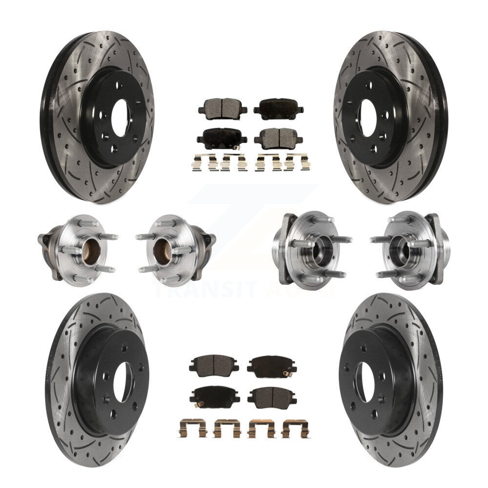 Hub Bearing Coat Brake Rotor Pads Front Rear Kit (10Pc) For Chevrolet Cruze Volt