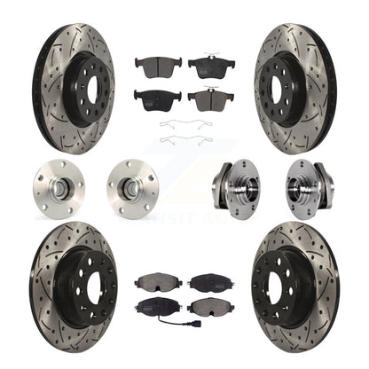 Hub Bearing Coated Brake Rotor & Pad Front Rear Kit (10Pc) For Audi A3 Sportback