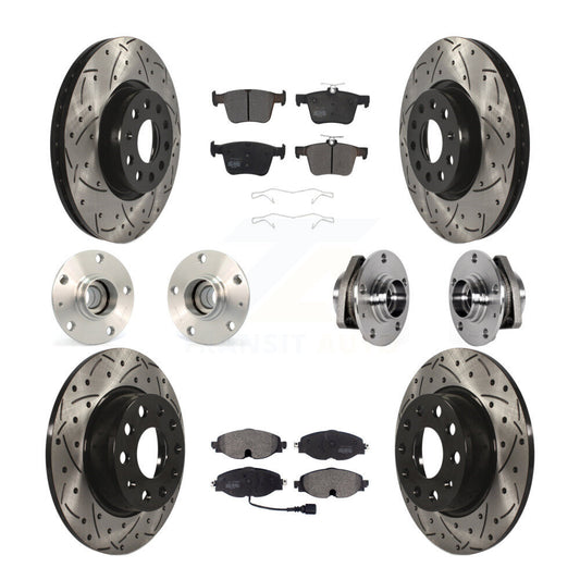 Hub Bearing Coated Brake Rotor & Pad Front Rear Kit (10Pc) For Audi A3 Sportback