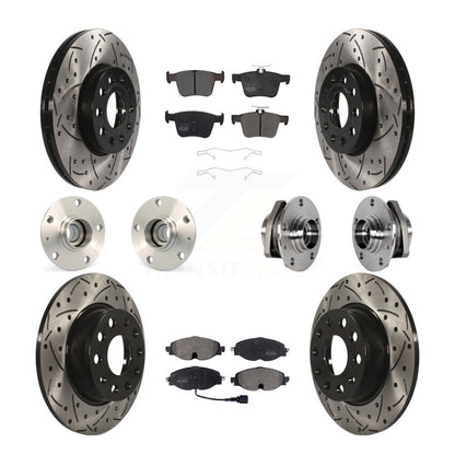 Hub Bearing Coated Brake Rotor & Pad Front Rear Kit (10Pc) For 2016 Audi A3 2.0L