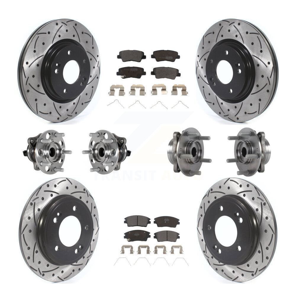 Hub Bearing Coat Brake Rotor Pads Front Rear Kit (10Pc) For Hyundai Elantra 1.6L