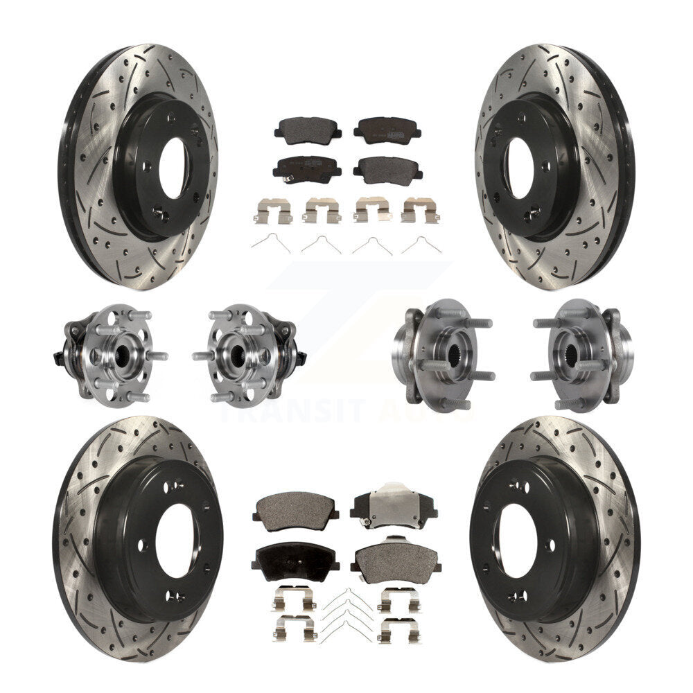 Hub Bearing Coat Brake Rotor Pads Front Rear Kit (10Pc) For Hyundai Elantra 2.0L