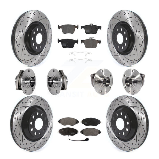 Hub Bearing Coat Brake Rotor Pads Front Rear Kit (10Pc) For Volkswagen Golf R S3