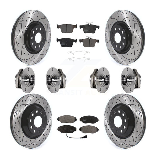 Hub Bearings Coated Disc Brake Rotors And Pads Front Rear Kit (10Pc) For Audi S3
