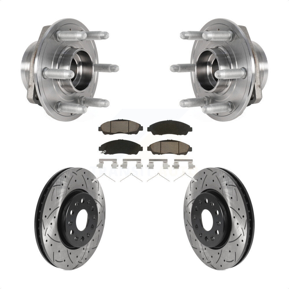 Hub Bearing Coat Drill Slot Brake Rotor Pad Front Kit For Chevrolet Traverse GMC