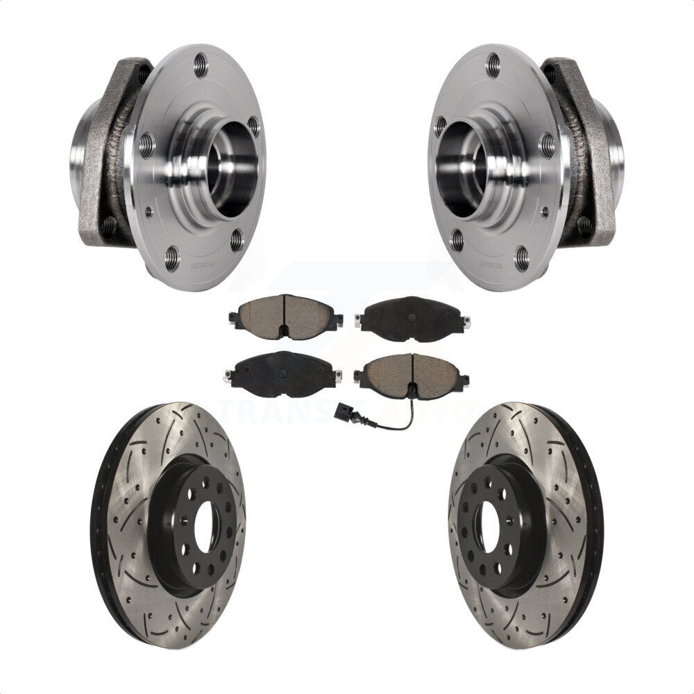 Hub Bearing Drilled Slot Brake Rotor Pads Front Kit For Audi A3 Sportback e-tron