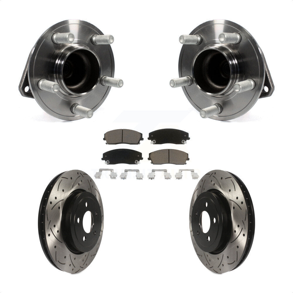Hub Bearing Drill Slot Brake Rotor Pad Front Kit For Dodge Charger RWD with 3.6L