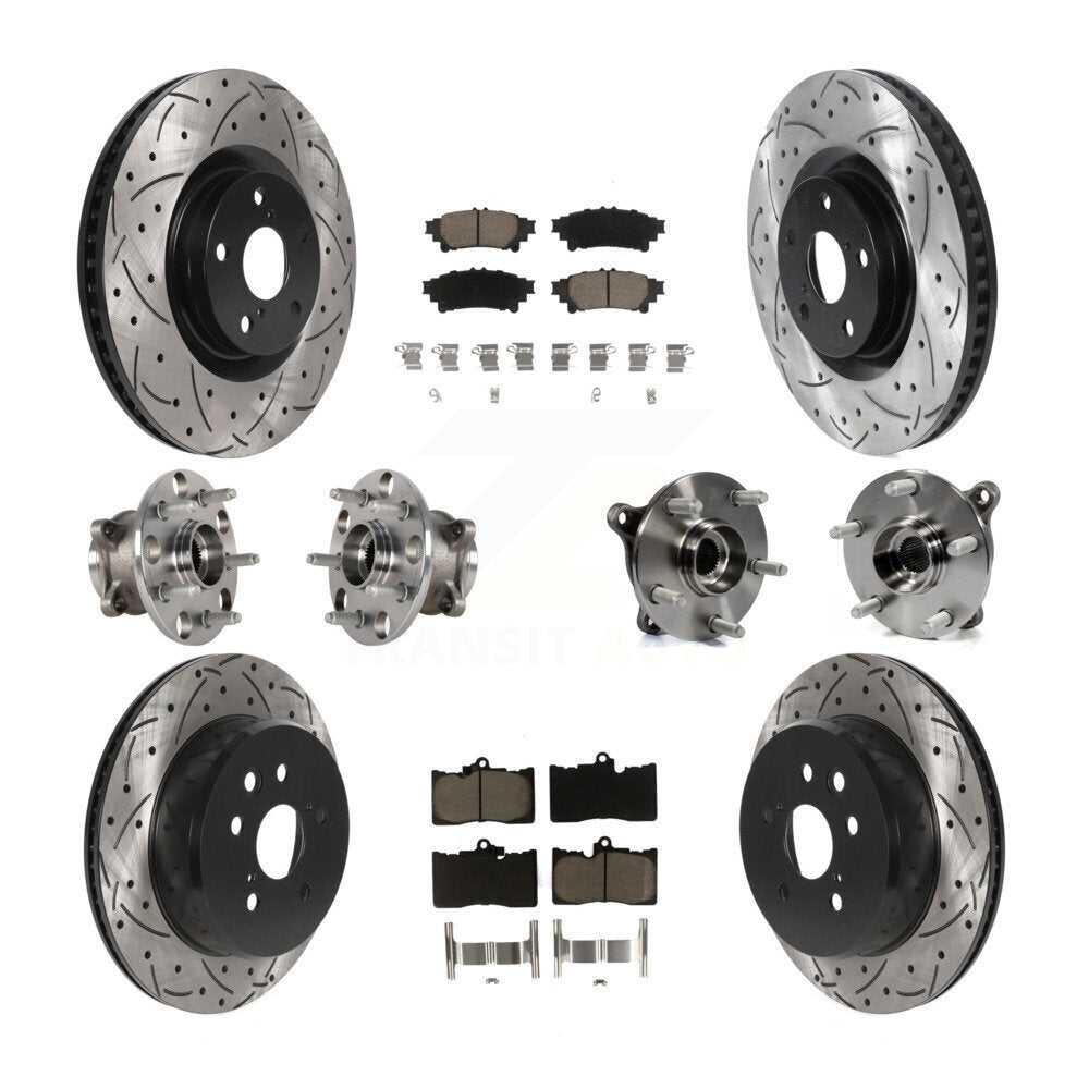 Hub Bearing Coated Brake Rotor & Pad Front Rear Kit (10Pc) For Lexus IS300 IS350