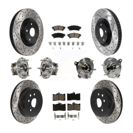 Hub Bearing Coated Brake Rotor & Pad Front Rear Kit (10Pc) For Lexus IS300 IS350
