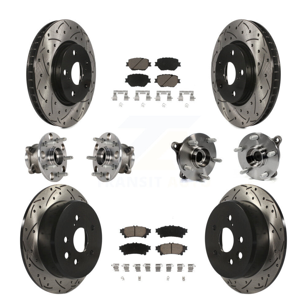 Hub Bearing Coated Disc Brake Rotor & Pads Front Rear Kit (10Pc) For Lexus IS250