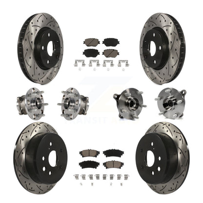 Hub Bearing Coated Disc Brake Rotor & Pads Front Rear Kit (10Pc) For Lexus IS250