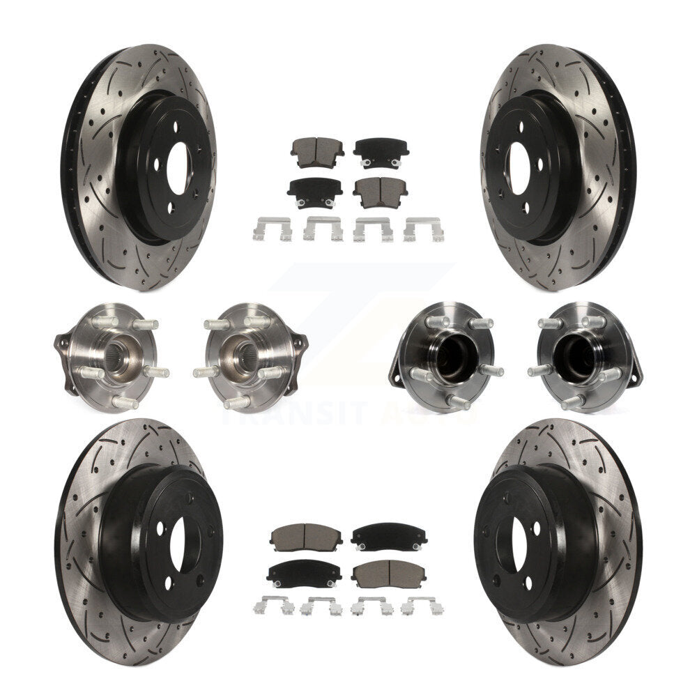 Hub Bearing Coated Disc Brake Rotor Pads Front Rear Kit (10Pc) For Dodge Charger