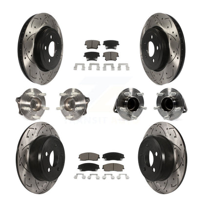 Hub Bearing Coated Disc Brake Rotor Pads Front Rear Kit (10Pc) For Dodge Charger