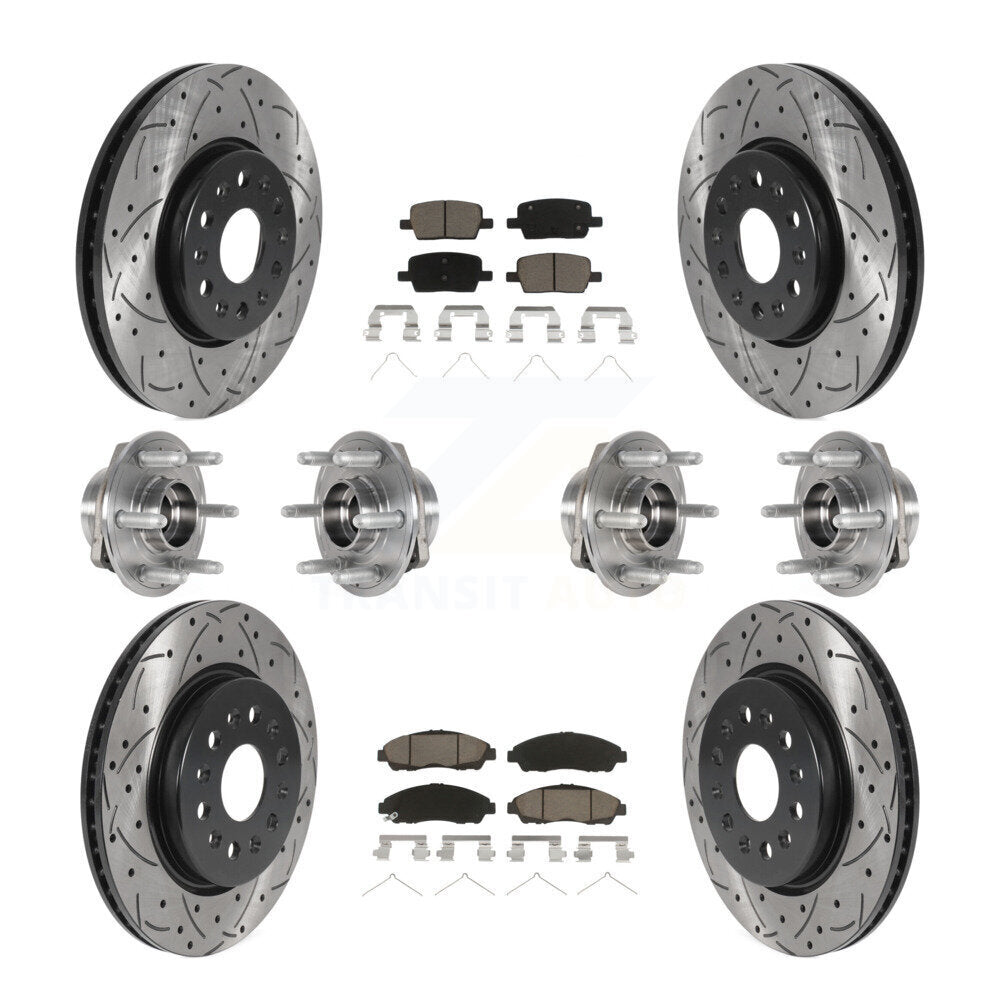 Hub Bearing Coated Brake Rotor Pads Front Rear Kit (10Pc) For Chevrolet Traverse