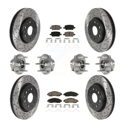 Hub Bearing Coated Brake Rotor Pads Front Rear Kit (10Pc) For Chevrolet Traverse