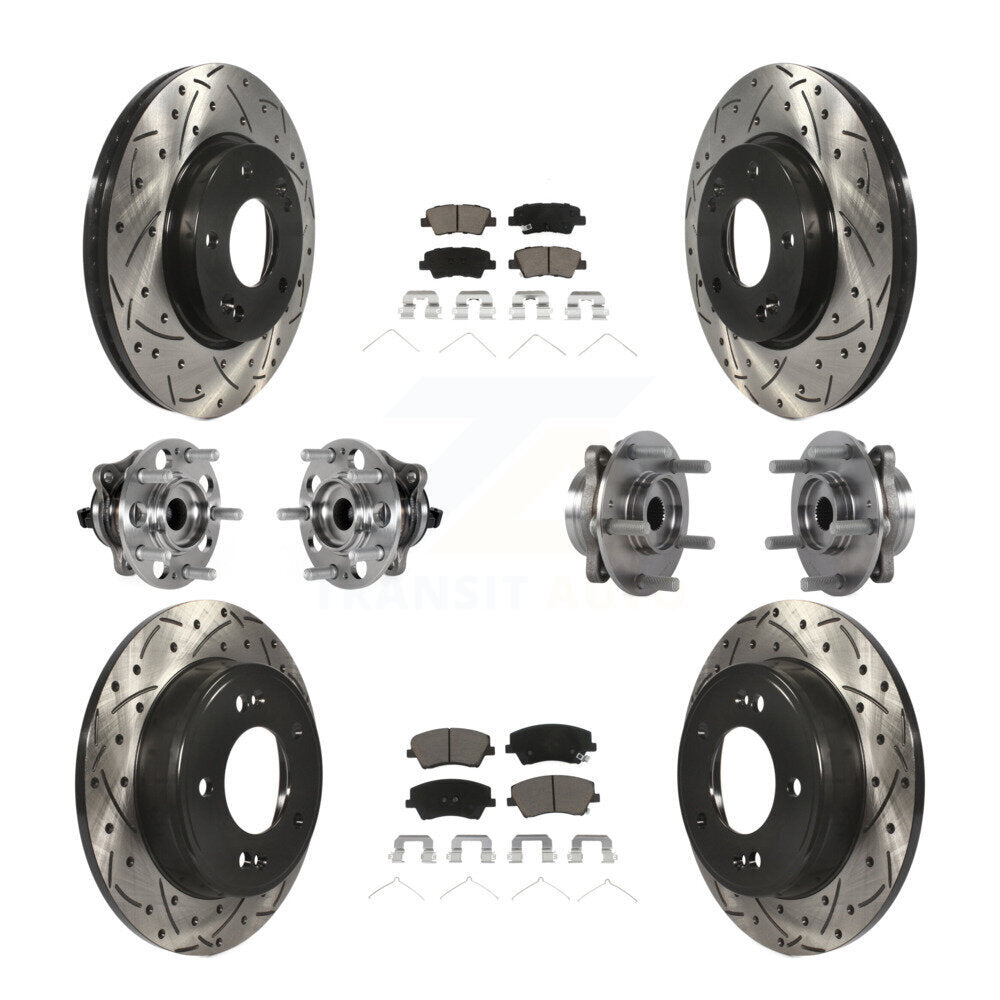 Hub Bearing Coat Brake Rotor Pads Front Rear Kit (10Pc) For Hyundai Elantra 2.0L