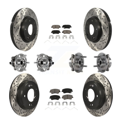 Hub Bearing Coat Brake Rotor Pads Front Rear Kit (10Pc) For Hyundai Elantra 2.0L