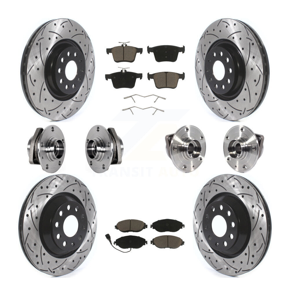 Hub Bearing Coat Brake Rotor Pads Front Rear Kit (10Pc) For Volkswagen Golf R S3