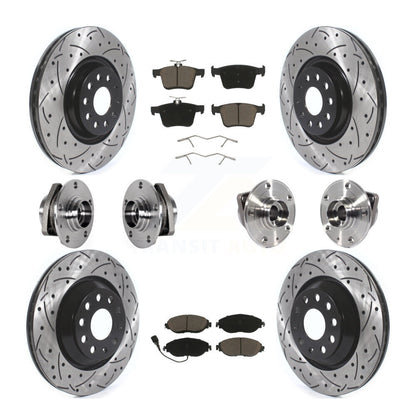 Hub Bearing Coat Brake Rotor Pads Front Rear Kit (10Pc) For Volkswagen Golf R S3