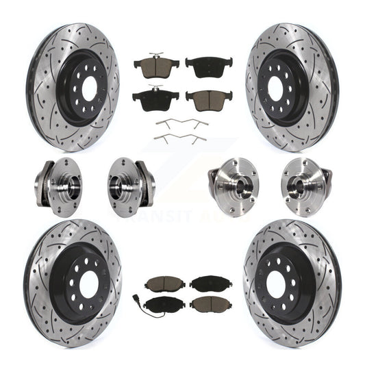 Hub Bearing Coat Brake Rotor Pads Front Rear Kit (10Pc) For Volkswagen Golf R S3