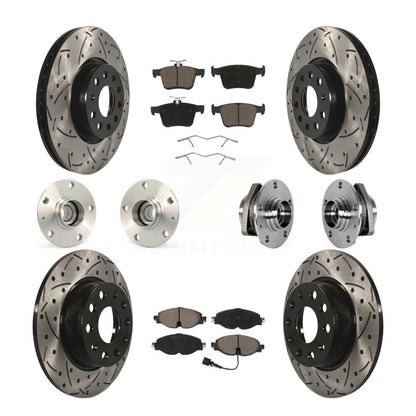 Hub Bearing Coated Brake Rotor & Pad Front Rear Kit (10Pc) For Audi A3 Sportback