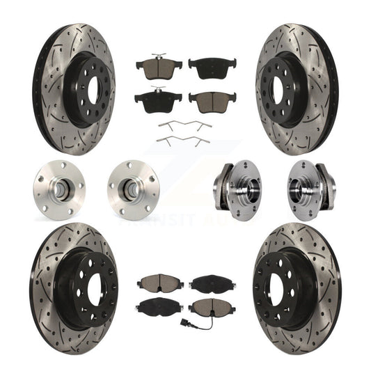 Hub Bearing Coated Brake Rotor & Pad Front Rear Kit (10Pc) For Audi A3 Sportback