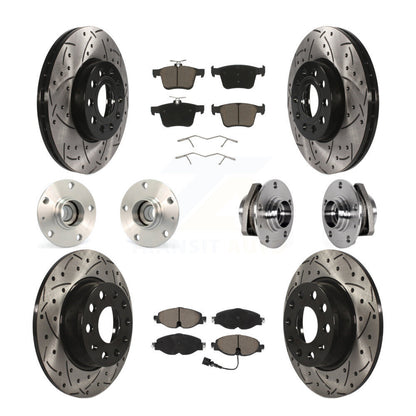 Hub Bearing Coated Brake Rotor & Pad Front Rear Kit (10Pc) For 2016 Audi A3 2.0L