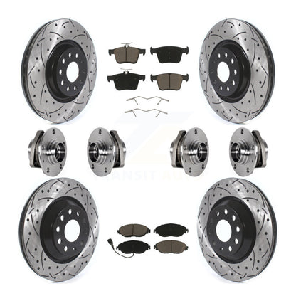 Hub Bearings Coated Disc Brake Rotors And Pads Front Rear Kit (10Pc) For Audi S3