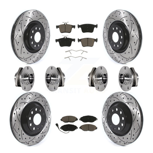 Hub Bearings Coated Disc Brake Rotors And Pads Front Rear Kit (10Pc) For Audi S3
