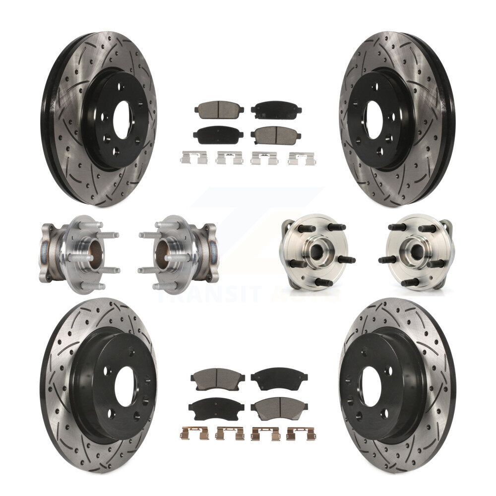 Hub Bearing Coated Brake Rotor And Pad Front Rear Kit (10Pc) For Chevrolet Cruze