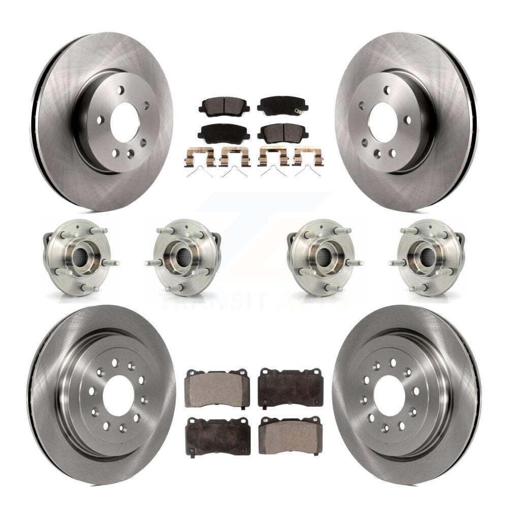 Hub Bearings Disc Brake Rotors And Pads Front Rear Kit (10Pc) For Cadillac ATS