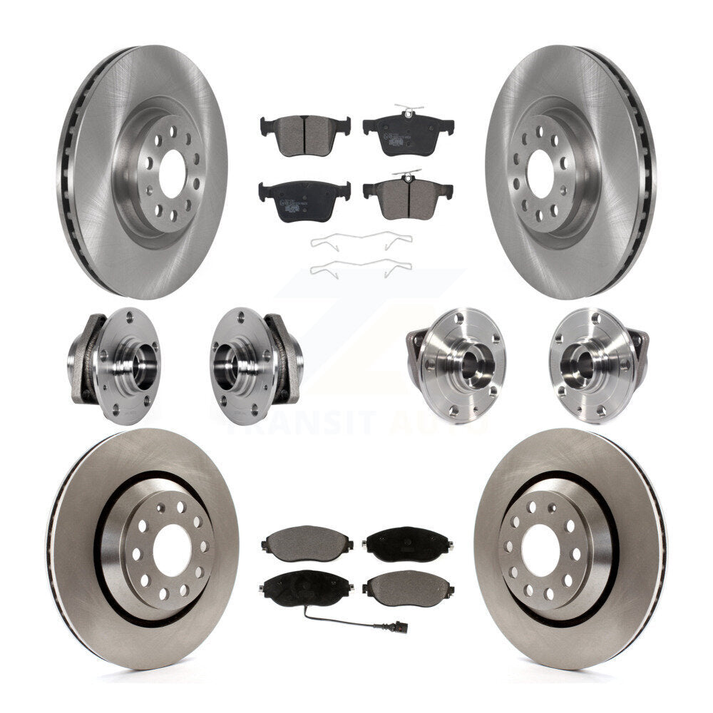 Hub Bearing Brake Rotor Pads Front Rear Kit (10Pc) For Volkswagen Golf R Audi S3