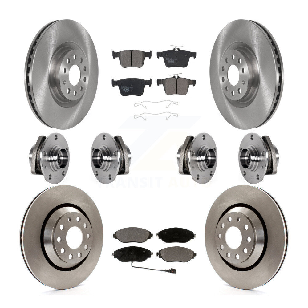 Hub Bearing Disc Brake Rotors And Ceramic Pads Front Rear Kit (10Pc) For Audi S3