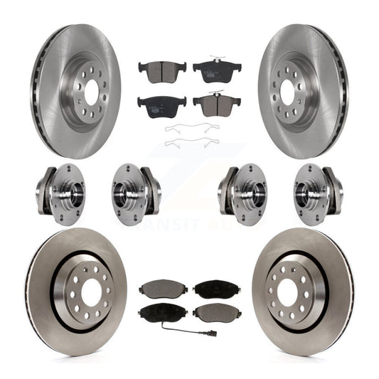 Hub Bearing Disc Brake Rotors And Ceramic Pads Front Rear Kit (10Pc) For Audi S3