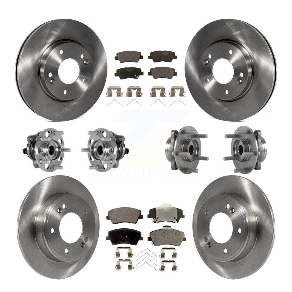 Hub Bearing Brake Rotor Pad Front Rear Kit (10Pc) For 17-20 Hyundai Elantra 2.0L