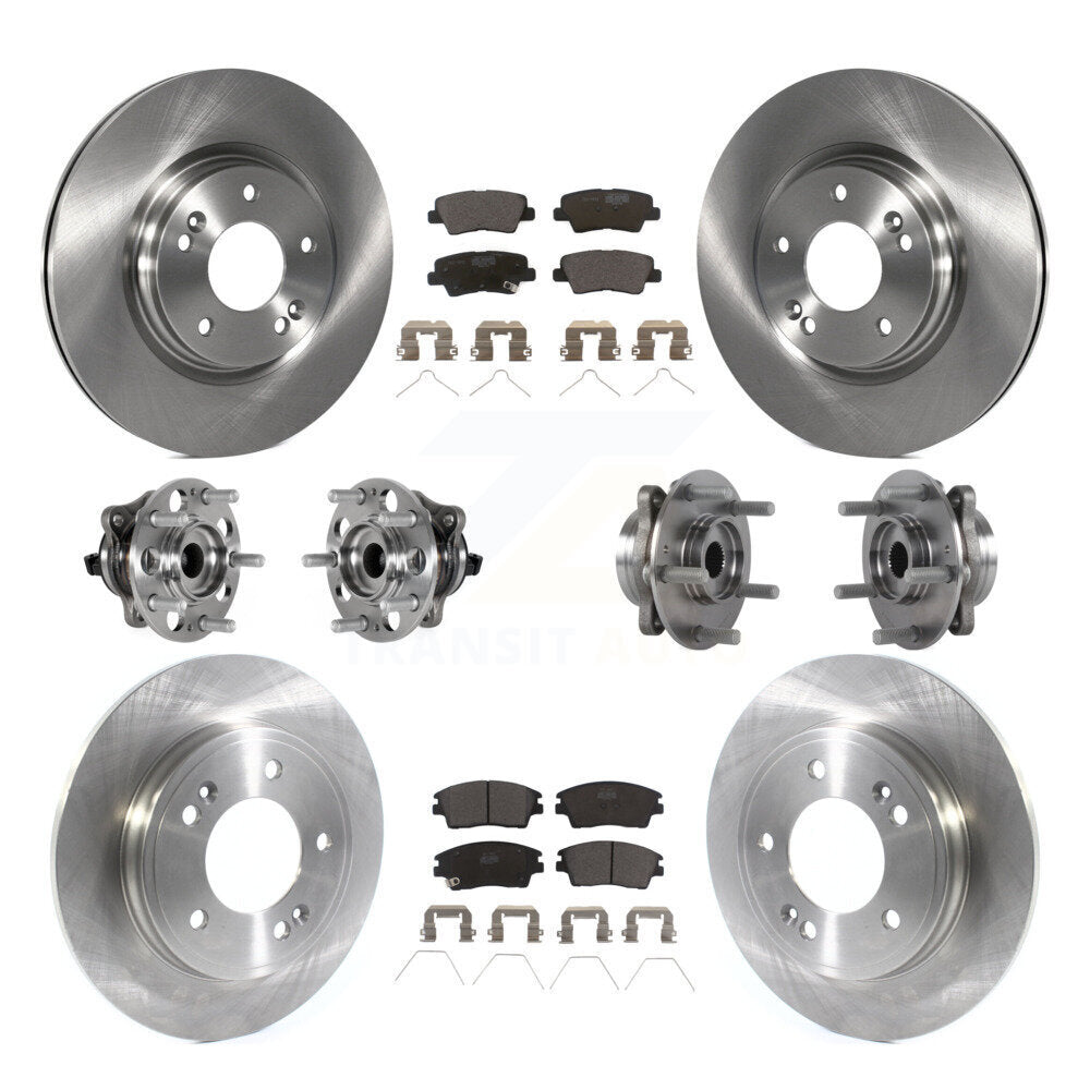 Hub Bearing Brake Rotor Pad Front Rear Kit (10Pc) For 17-20 Hyundai Elantra 1.6L