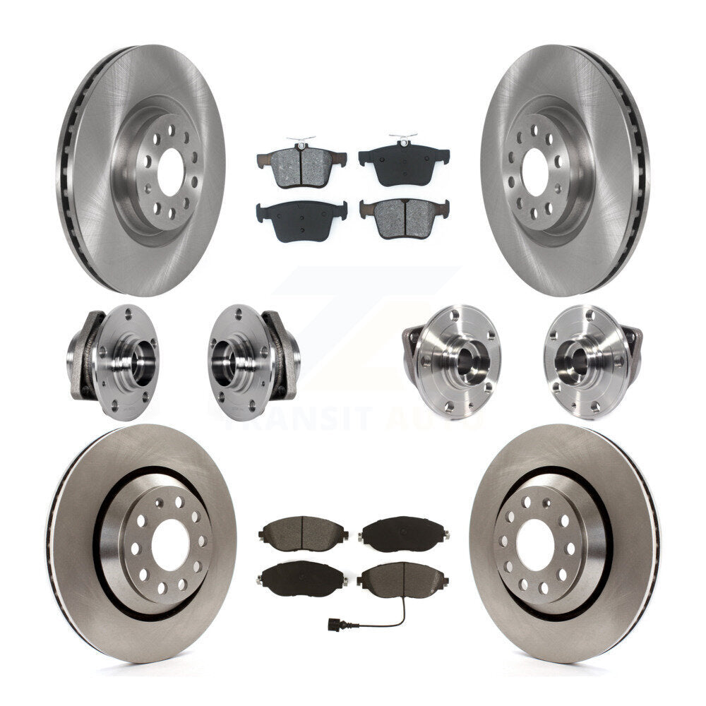 Hub Bearing Brake Rotor Pads Front Rear Kit (10Pc) For Volkswagen Golf R Audi S3