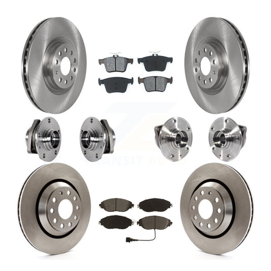 Hub Bearing Brake Rotor Pads Front Rear Kit (10Pc) For Volkswagen Golf R Audi S3