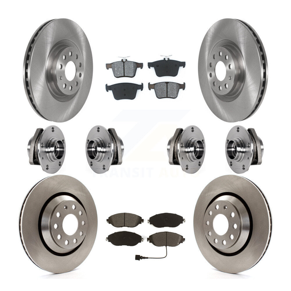 Hub Bearing Assembly Disc Brake Rotor And Pads Front Rear Kit (10Pc) For Audi S3