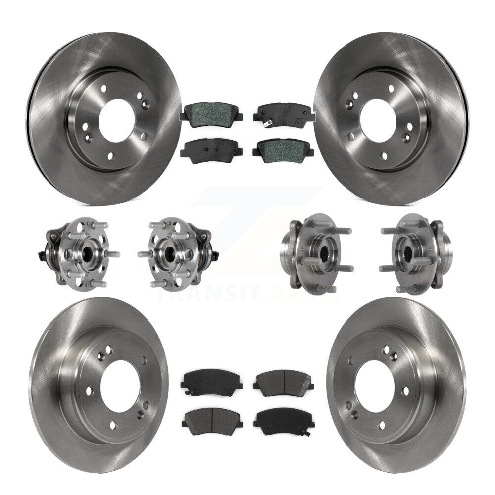 Hub Bearing Brake Rotor Pad Front Rear Kit (10Pc) For 17-20 Hyundai Elantra 2.0L