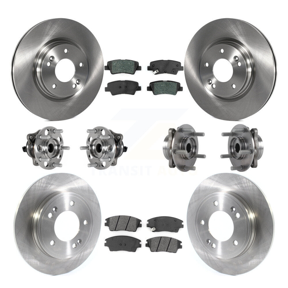 Hub Bearing Brake Rotor Pad Front Rear Kit (10Pc) For 17-20 Hyundai Elantra 1.6L