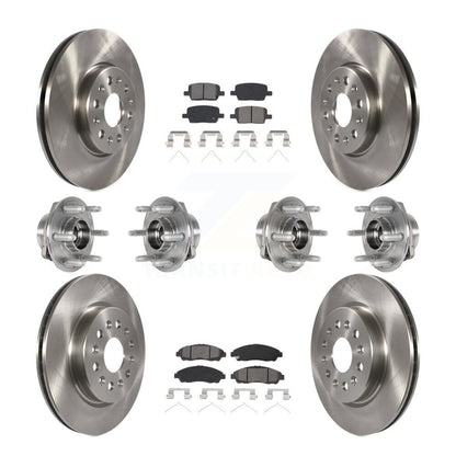 Hub Bearing Brake Rotor And Pad Front Rear Kit (10Pc) For Chevrolet Traverse GMC