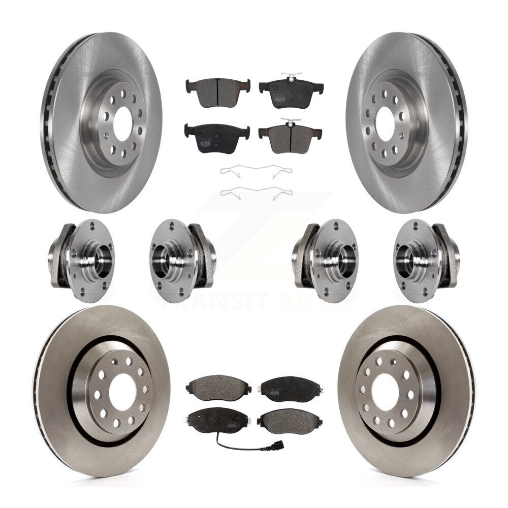 Hub Bearing Assembly Disc Brake Rotor And Pads Front Rear Kit (10Pc) For Audi S3