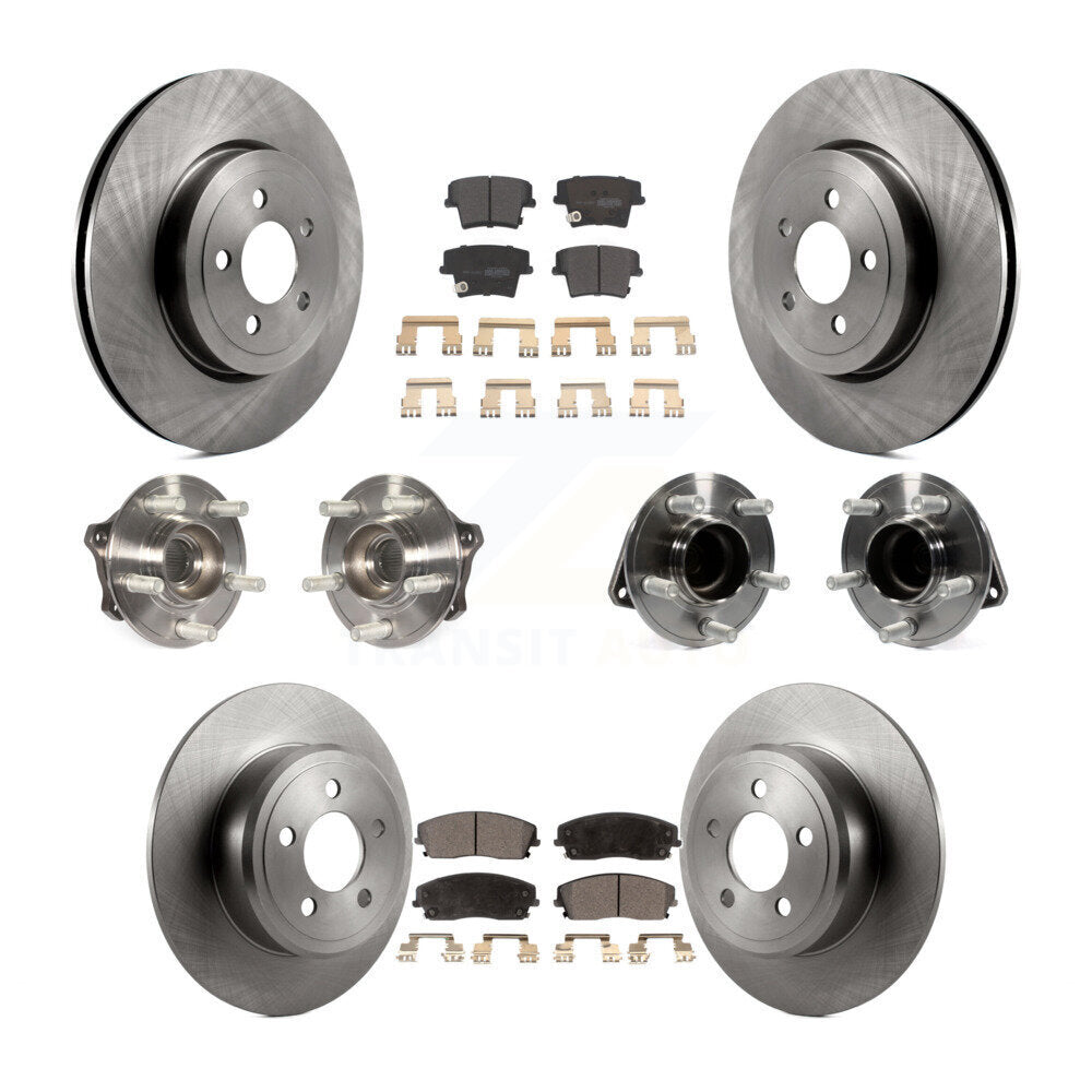 Hub Bearings Disc Brake Rotors And Pads Front Rear Kit (10Pc) For Dodge Charger